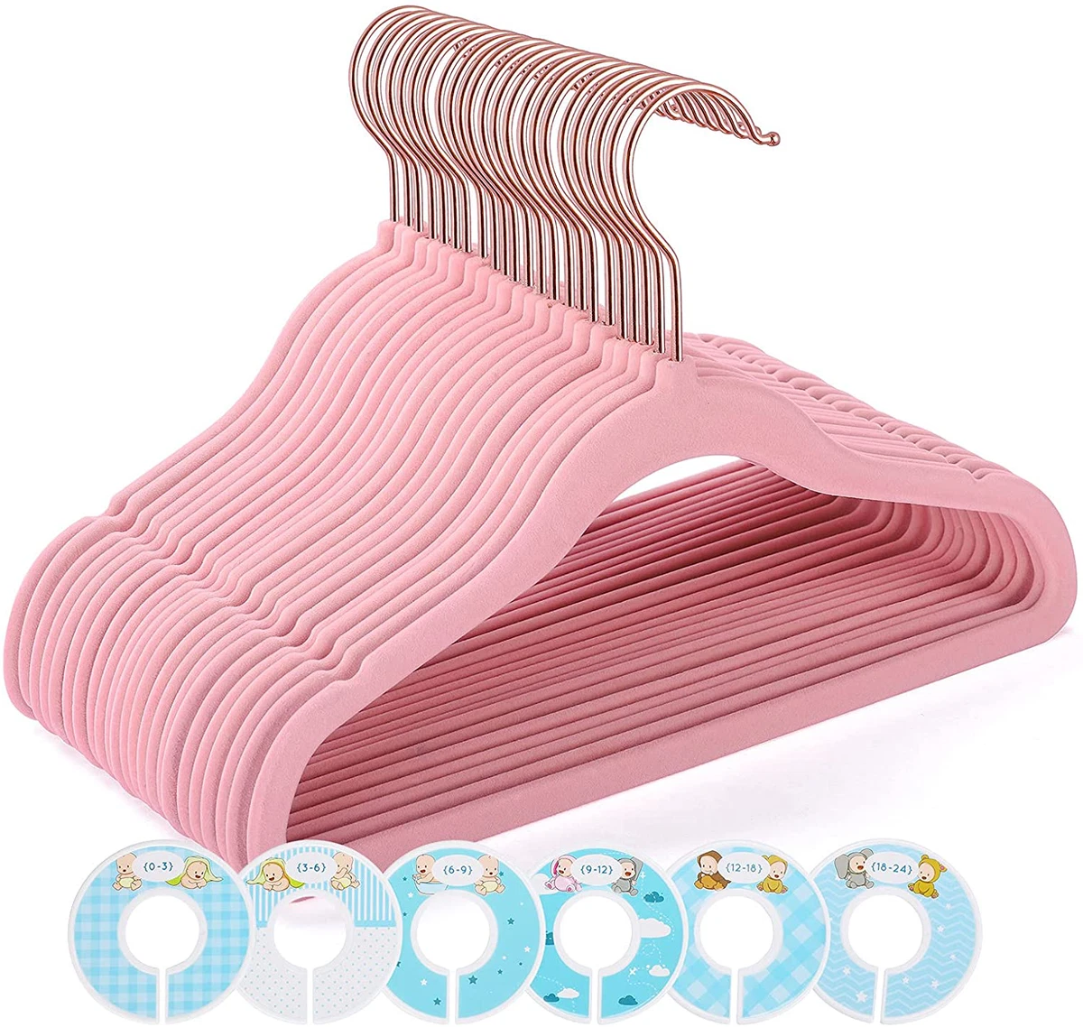 Cozymood Baby Velvet Hangers 50 Pack, Non Slip Kids Felt Hangers