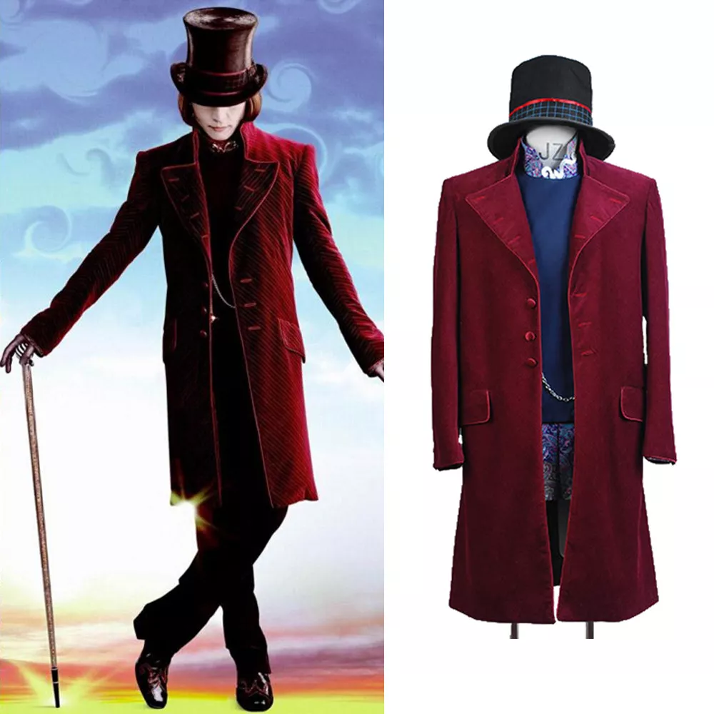 Willy Wonka Charlie and the Chocolate Factory Johnny Depp Cosplay Suit  Costume