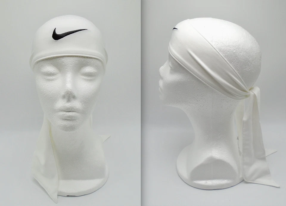 Corbata para la cabeza Nike DRI-FIT 2.0 blanca/negra adulto bordado logotipo Swoosh Foto 2 de 4