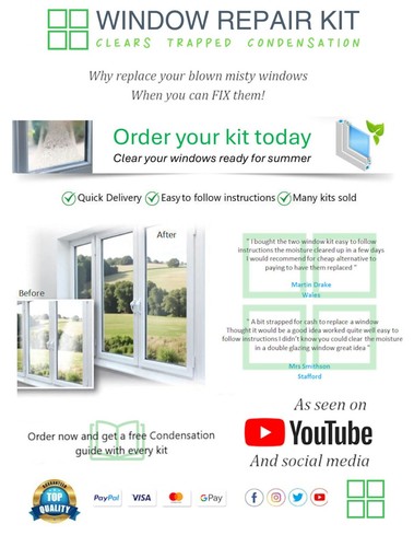 4 x Window Plus kit +50% Extra - Clears trapped Condensation double glazing unit - Picture 2 of 7