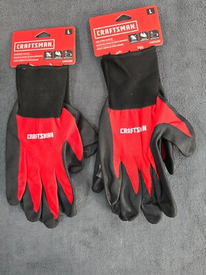 (2) Craftsman Multipurpose Nitrile Dipped Palm Unisex Nylon Gloves, Large