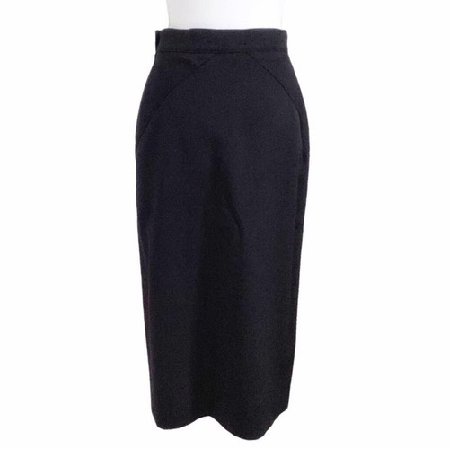 JEAN CLAUDE PARIS DESIGNER VINTAGE BLACK PURE WOOL STRAIGHT MIDI FORMAL SKIRT - Picture 4 of 12