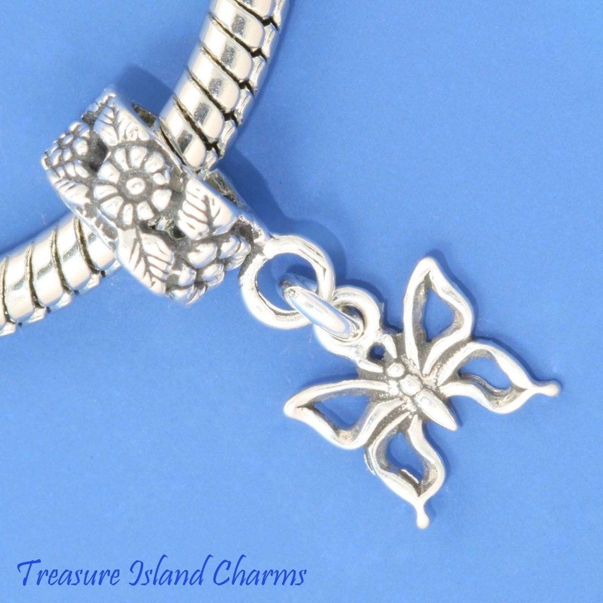 925 Sterling Silver Butterfly Fairy Dangle Bead – Antique Silver Charm For European Bracelets & Necklaces