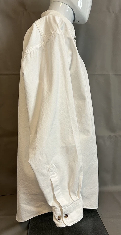 Camisa CC Filson Para Hombres XL Algodón Blanco Sólido Grueso Cuello Abotonado Manga Larga Foto 4 de 4