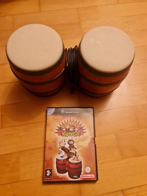 Donkey Konga mit Bongos (GameCube) seltene Bongos und Spiel UK PAL DK getestet funktioniert
