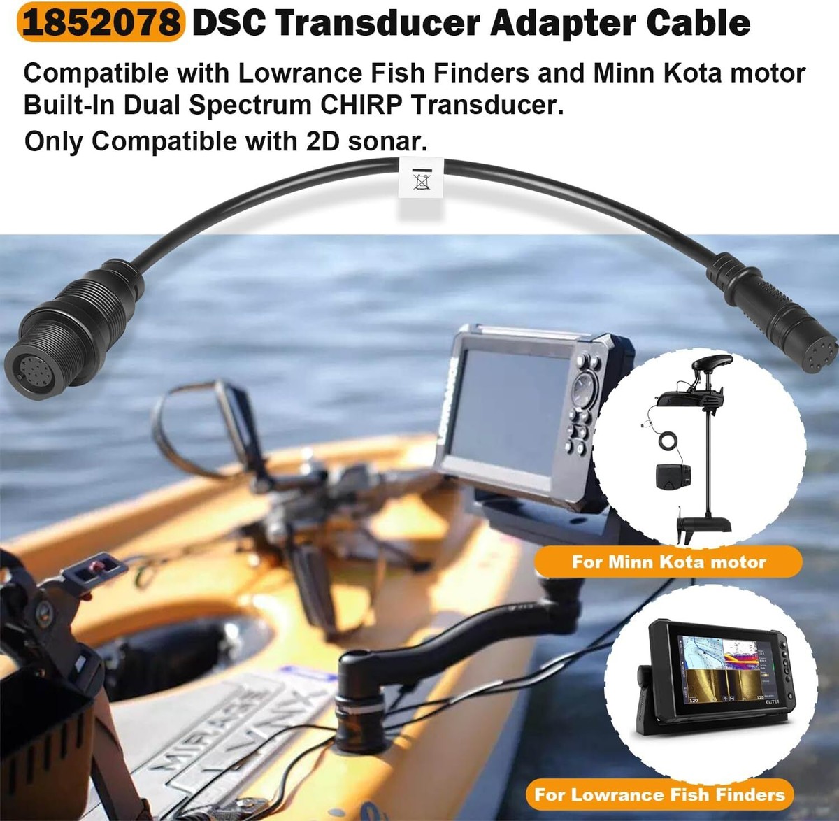 minn kota compatible fish finders US2 Sonar Adapter Cable The wireless remote offers seamless control 1852078 MKR-DSC-15 DSC Transducer Adapter