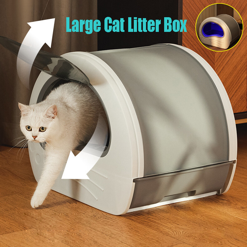 XL Large Cat Litter Box Deodorize Self-cleaning Cat Pan Drawer Hooded Cat  Tray