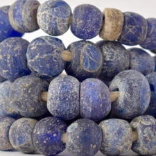 Dogon Marvered Blue Trade Beads 36 inch