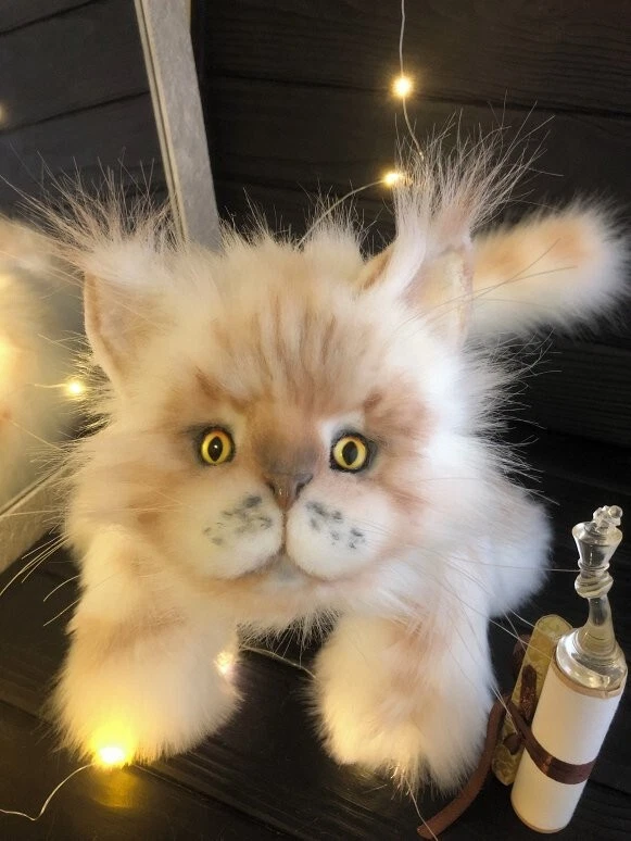 Realistic OOAK Artist Handmade cat toys Stuffed Large Plush White Teddy Kitten