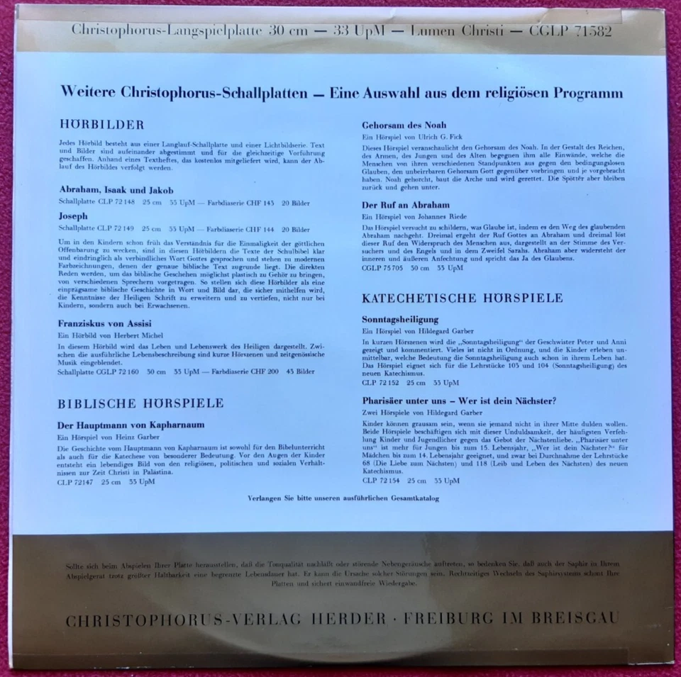 Lumen Christi / Eine Vorbereitung auf die Liturgie der heiligen Oster.. LP Vinyl - Bild 3 von 3