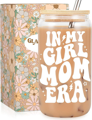 New Mom Gifts, Girl Mom Era Iced Coffee Cup W/Lids Straws