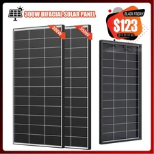 300W (600W) Bifacial Solar Panel Mono 12/24V Charging Camping Home Off-Grid RV