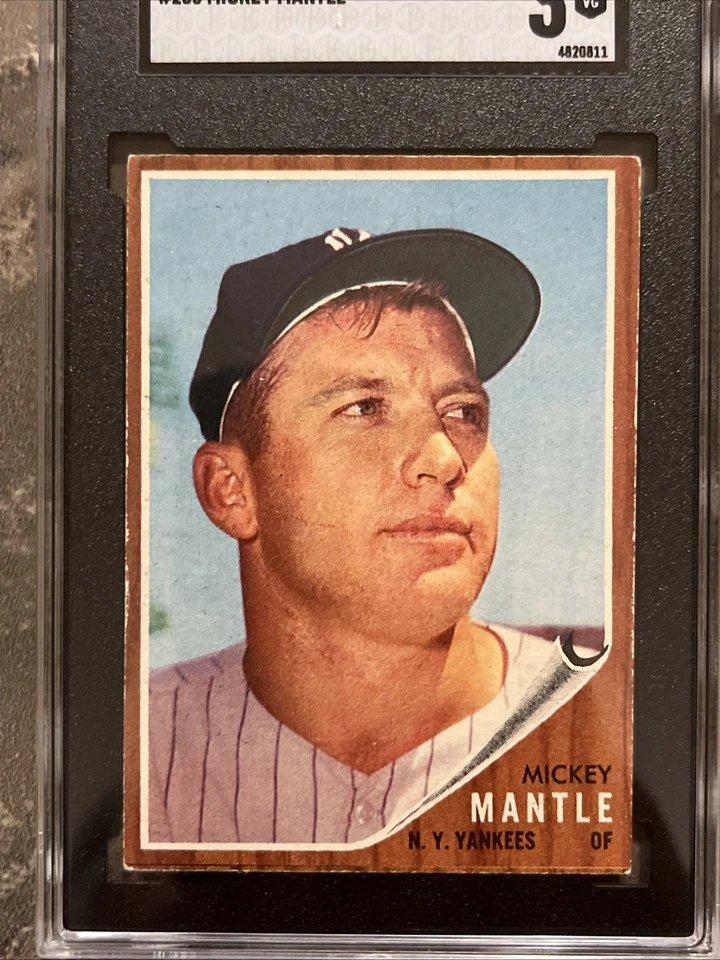 ⚾️⬛️Mickey Mantle⬛️⚾️1962 Topps #200 SGC 3 Vintage Centered Yankees HOF - Image 2 of 4