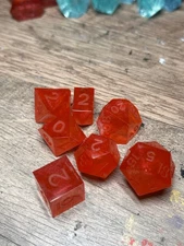 RAW* Dice: Scarlet Red _ Resin-Cast Dice Set  *See Description* Handmade, D&D