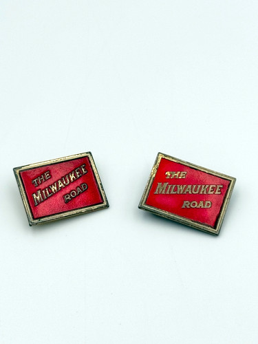 Pair of Milwaukee Road Railroad Uniform Screw Back Lapel Pins
