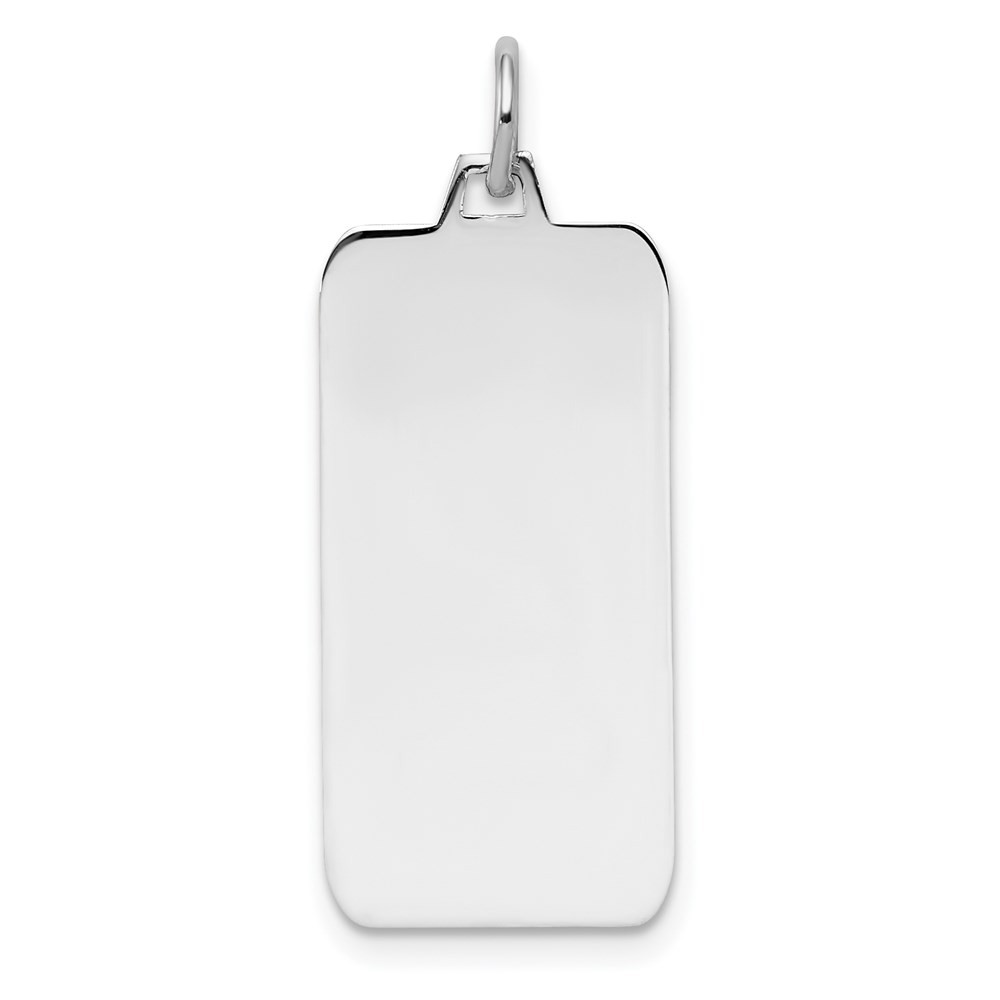 Sterling Silver Engraveable Rectangle Front/Satin Back Disc Charm Pendant 2.71gm