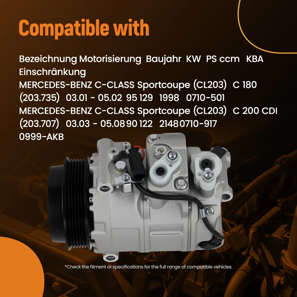 Compresseur de climatisation For Mercedes-Benz GLK250 ML350 V6 3.0L 2013-2015 - Photo 3/4