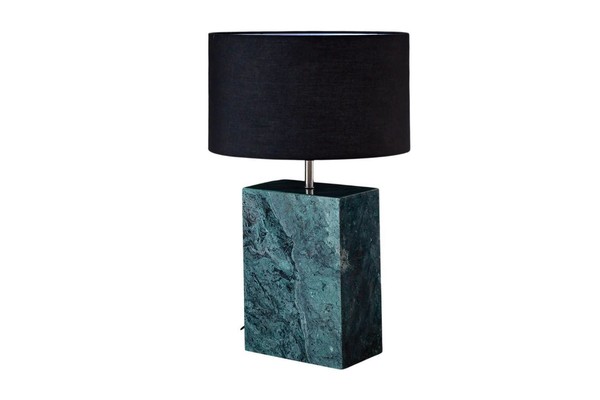 Tischlampe Marmor Stoff 60 Cm GrüN Schwarz E27 Tischleuchte Nachttischlampe-image