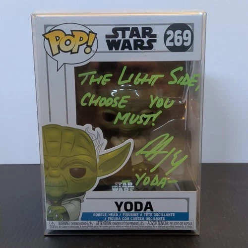 Funko Pop! Star Wars Yoda #269 Autographed by Peter Kelamis with Quote