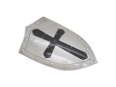 Medieval Warrior Functional 18G Steel Shield Polished Finish w/Crusader Cross