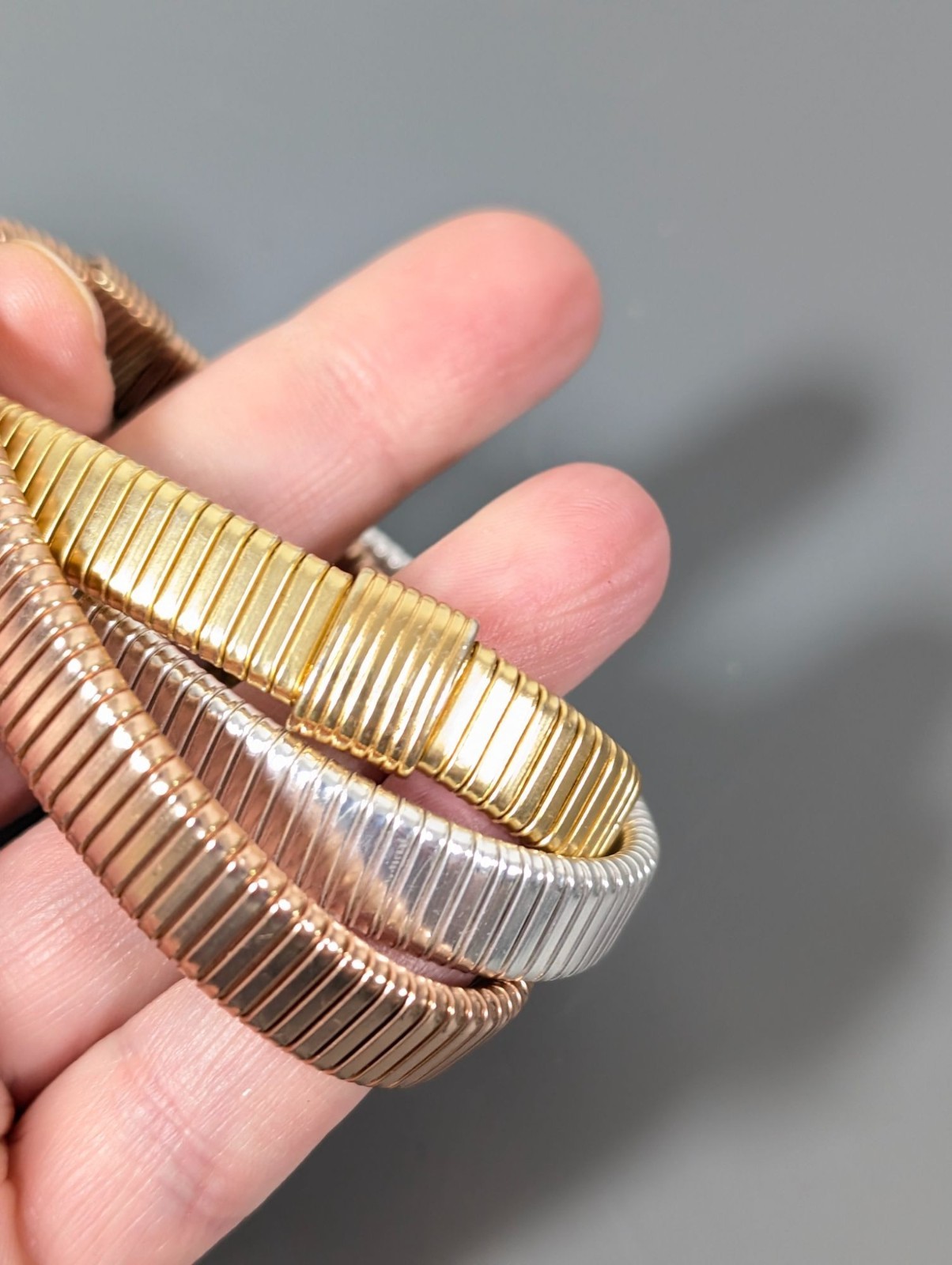 Mixed Metal Style Interlocking Triple Stretch Bra… - image 5