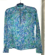 New Lilly Pulitzer Luxletic Popover XS Surf Blue Soleil Half Zip Pullover UPF 50