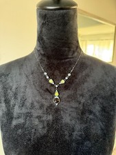 2028 Jewelry Silver-Tone Green Smoky Topaz Crystal Y-Drop Necklace