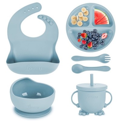 Losecu Silicone Feeding Set  Baby Led Weaning Supplies with Plate, Bowl, Bib,...