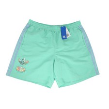 NEW Adidas Originals Mens XL Poly Shorts Easy Green IT8184 Trefoil Graphic 7"