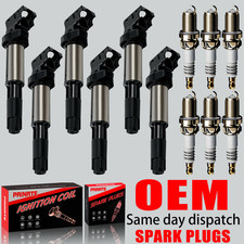 6X OEM Ignition Coil & Iridium Spark Plug For BMW 328i 330 530 X5 X6 UF515 UF522