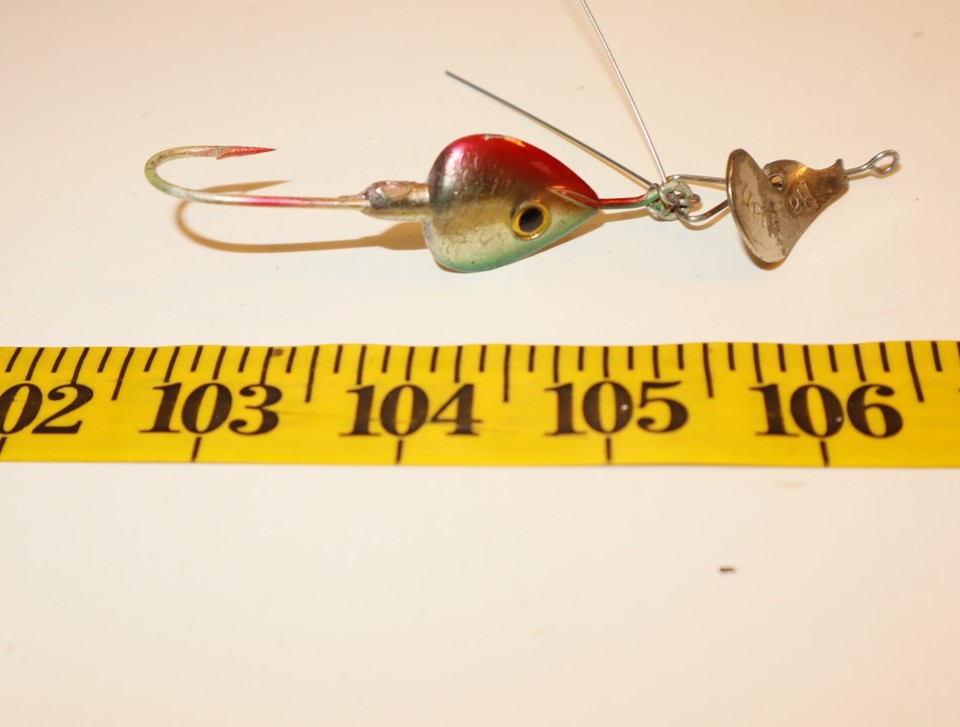 Vintage Fred Arbogast Hawaiian Wiggler N°4 – Crankbait Jaune, Pêche Eau Douce
