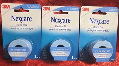 3M Nexcare Sensitive Skin Tape Strong Hold Pain-Free Removal Hypoallergen 3 Pack