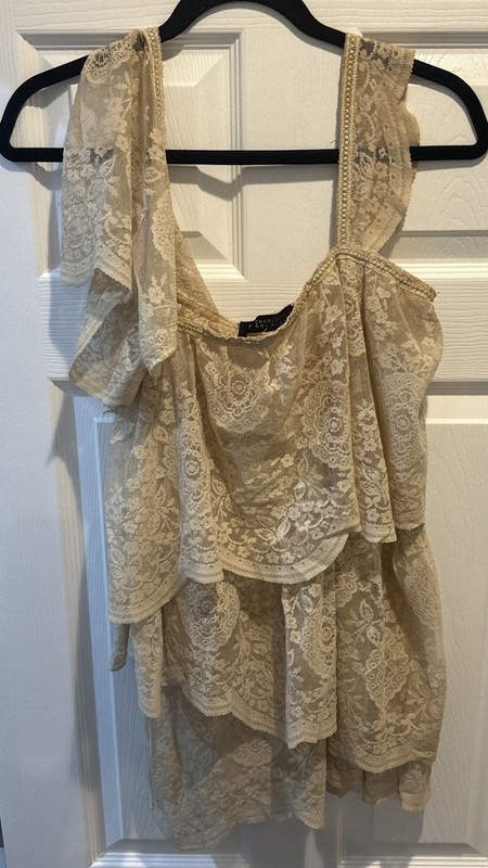 Charlotte Solnicki Vintage Lace Tiered Tunic Top Y2K Trend