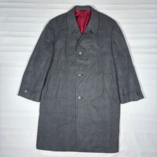 VTG Varsity Town Gray Wool Plaid Overcoat Jacket Union Made in USA Mens Large