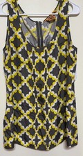 Tory Burch Women SZ 14 100% Silk Geometric Scoop Neck Sleeveless Blouse