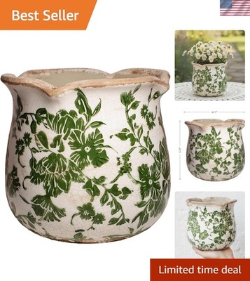 Tuscan Ceramic Plant Pots, 6.11 Inch Vintage Planters with Drainage Hole  for ... | eBay