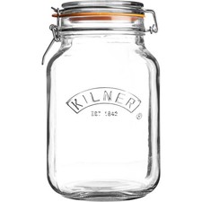 Image of Kilner Clip Top Jar Square 1.5L Airtight Glass Food Storage Preserving Canister