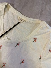 Lucky Brand Women's 1X Floral Embroidered V-Neck T-Shirt