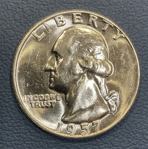 1957 D 25C Washington Quarter - CHOICE BU - 90% Silver - Beautiful Luster