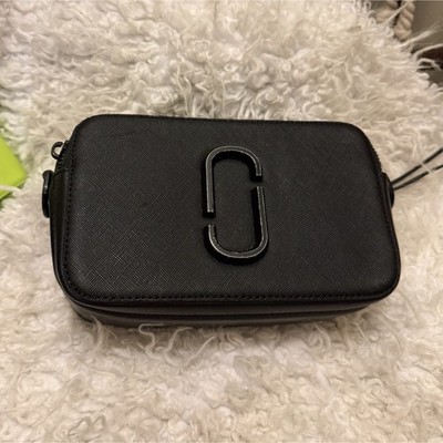 Marc Jacobs Snapshot Black Crossbody Bag Black Hardware Logo Zipper Rectangle S 