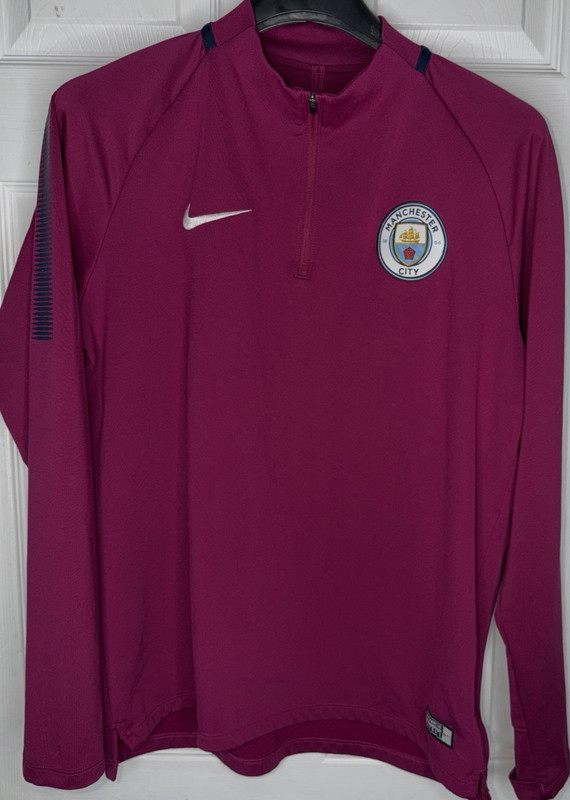 Sz Large Nike Manchester City Football Soccer Training 1/4 Zip Pullover Top Plum
