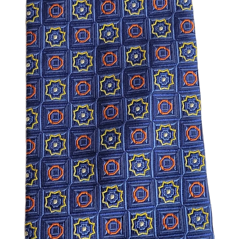 Галстук Neiman Marcus синий геометрический 100% шелк сделано в Италии L: 57 дюймов W: 3,5 дюйма - Изображение 4 из 4