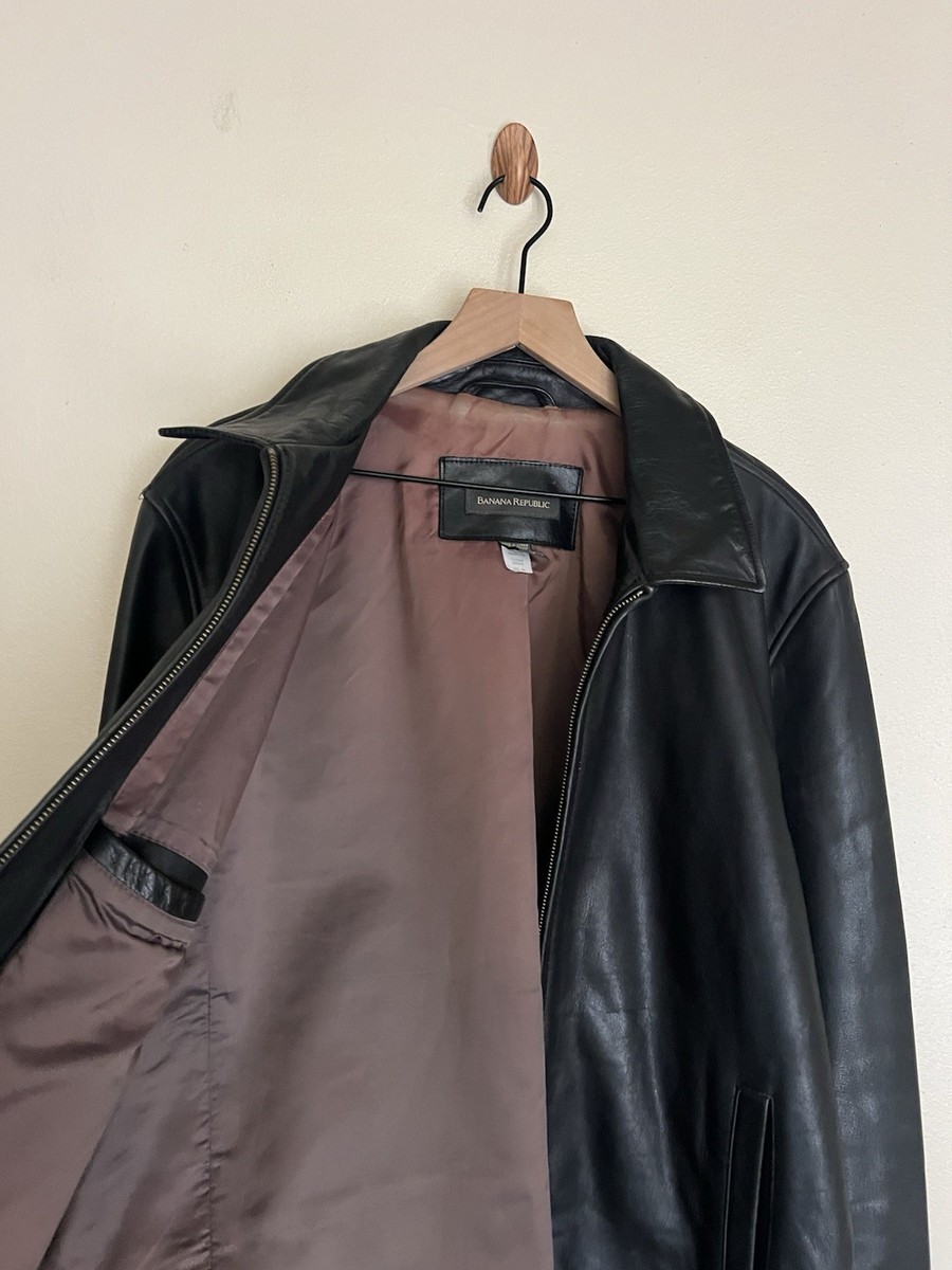 90s BANANA REPUBLIC 本革 ブラックジャケット M BANANA REPUBLIC｜(M)レザー バイカージャケット | Rakuten