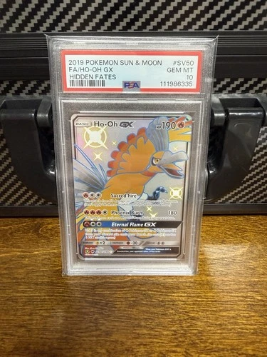 2019 POKEMON SUN & MOON HIDDEN FATES #SV50 FULL ART/HO-OH GX PSA 10