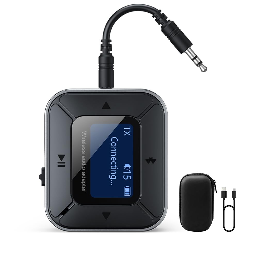 Wireless Bluetooth 5.3 Transmitter Receiver 2-in-1 for Airplane Travel Audio