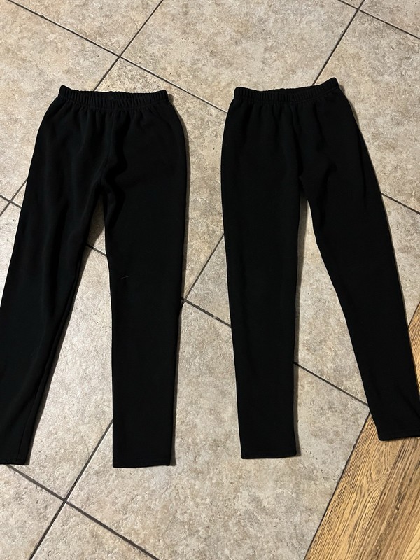 2 Pairs Of Girls Black Fleece Lined Leggings Size Large