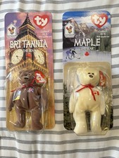 Ty Beanie Babies Britannia  Maple Bears McDonald's 1999 Rare Tag Misprint Set