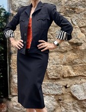 Jean Paul Gaultier Vintage Black Military Jacket Pencil Skirt Suit Size 2