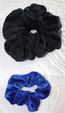 Velvet Scrunchies -Large Velvet Black - Medium Velvet Royal Blue - Set of 2