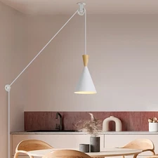 Modern pulley plug in Pendant Light with cord, Adjustable chandelier hanging ...